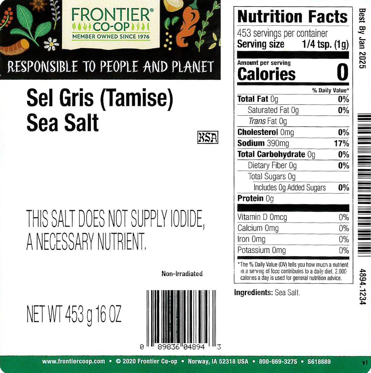 image:imageFrontier Coop Celtic Sea Salt Sel Gris Light Grey Sea Salt Coarse Great for Cooking Baking Canning Finishing Pickling Kosher NonETO 1lb