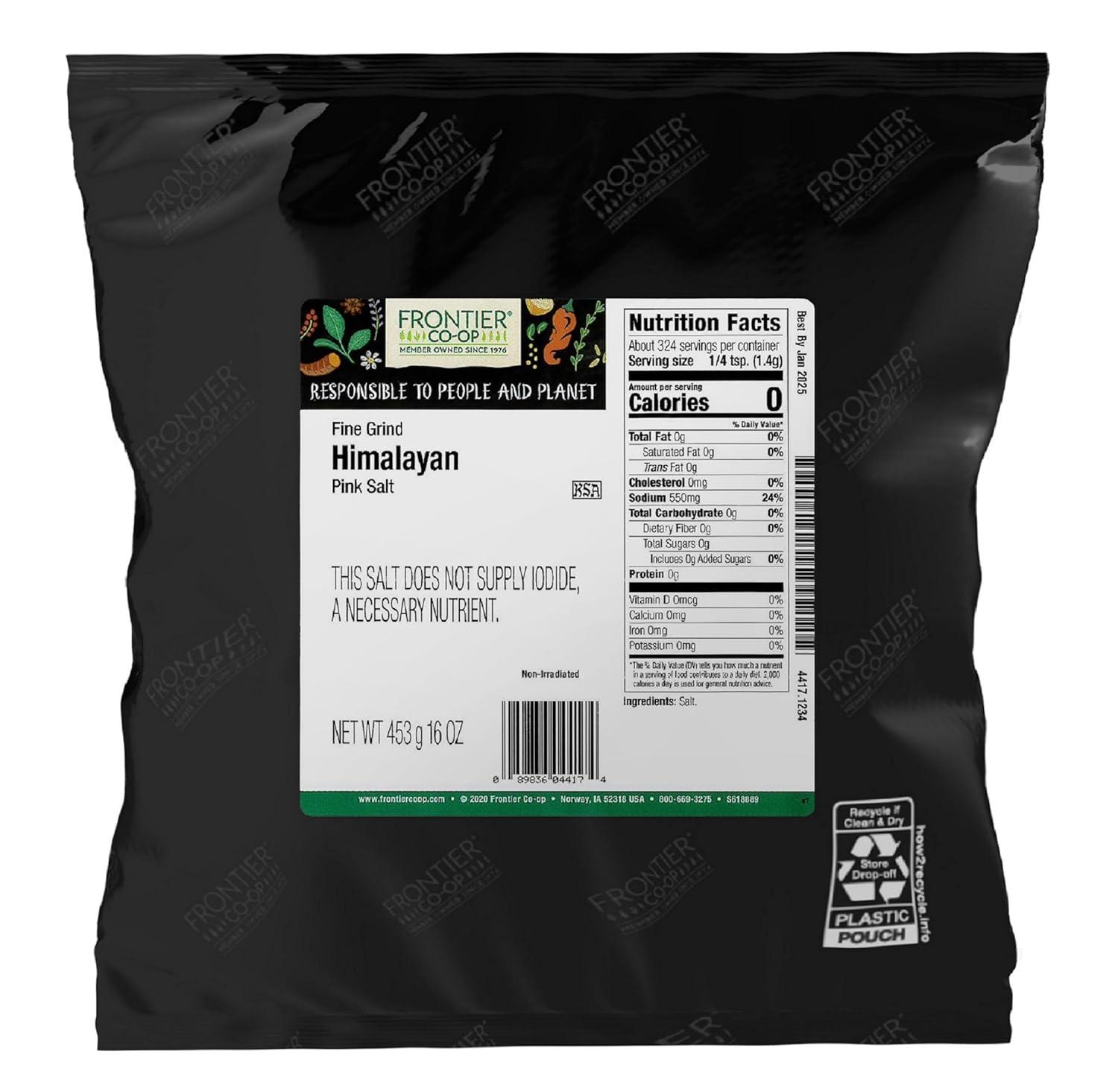 image:imageFrontier Coop Fine Ground Himalayan Pink Salt 1pound Bulk Bag HandMined Kosher Non Irradiated Non ETO16 Ounce Pack of 2