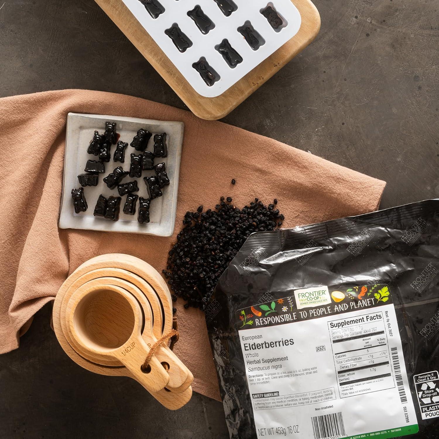 image:imageFrontier Coop Organic Dried Elderberries European Whole NonGMO Elderberry Berries Dried For Tea Immune Support Kosher 16 Ounce Pack of 1Natural Elderberry Organic