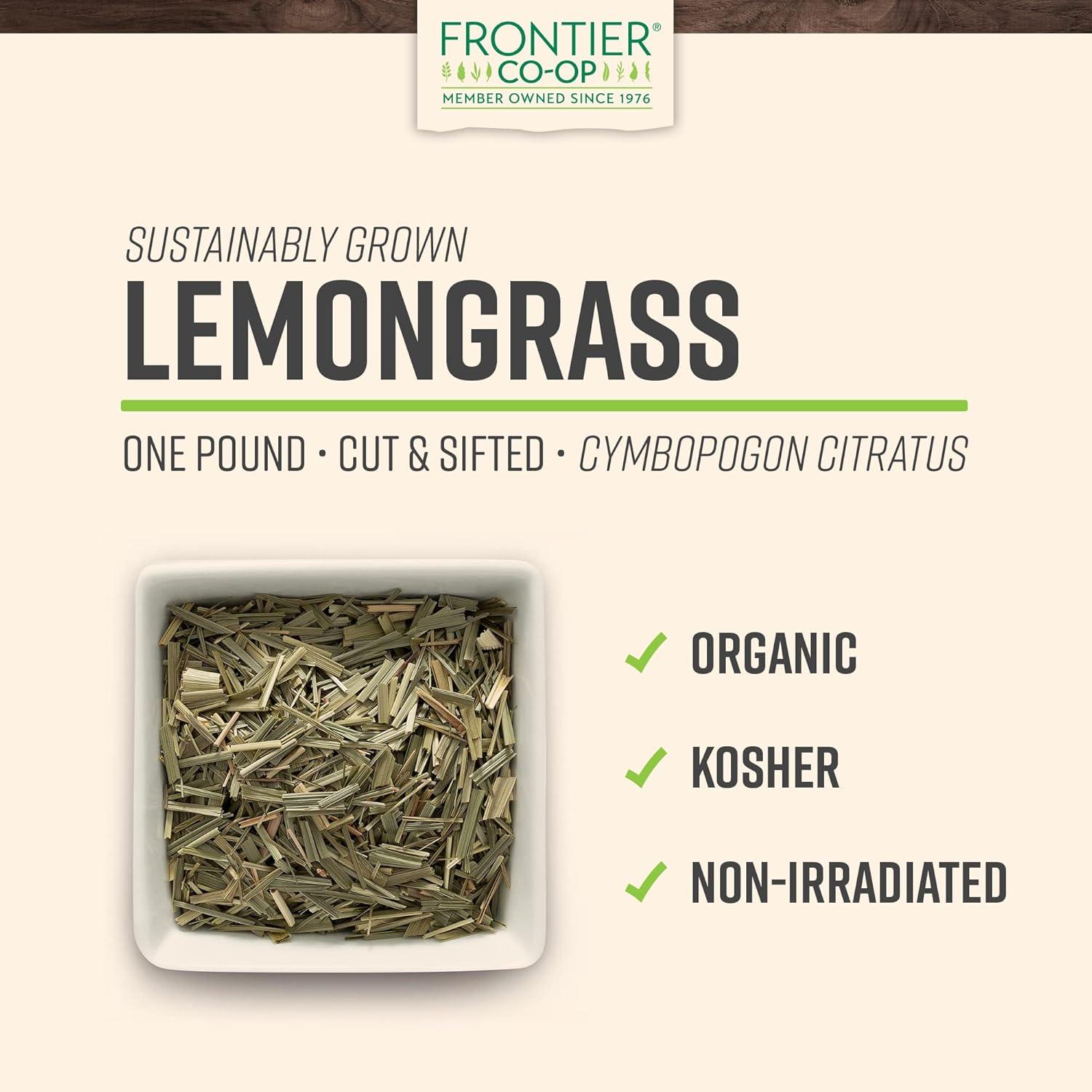 image:imageFrontier Coop Organic Dried Lemongrass Cut and Sifted Bulk Bag 100 Pure Natural Lemon Grass for Tea Seasoning 16 Ounce Pack of 1