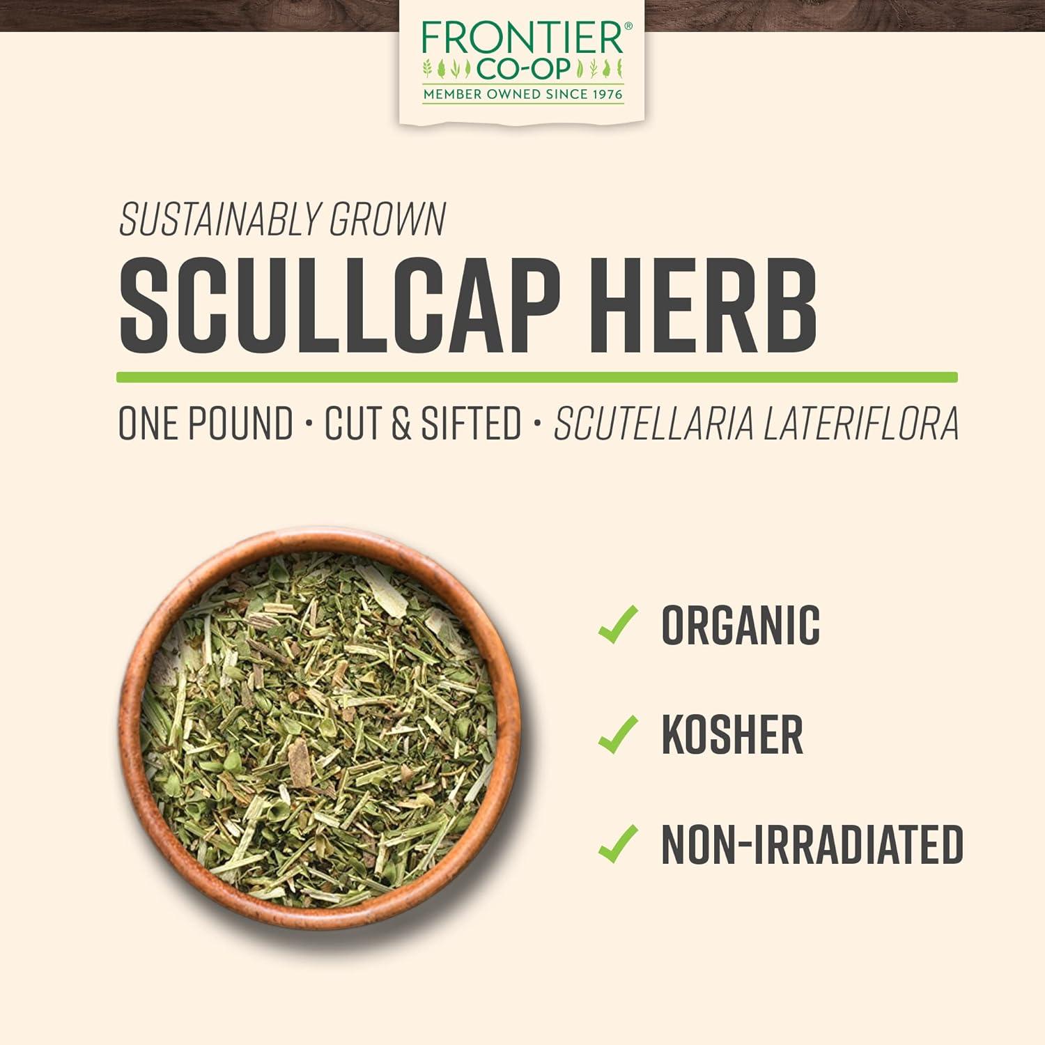 image:imageFrontier Coop Organic Scullcap Herb Cut amp Sifted Certified Organic Herbal Supplement 1lb Skullcap Herb for Tincture Tea SupplementScullcap