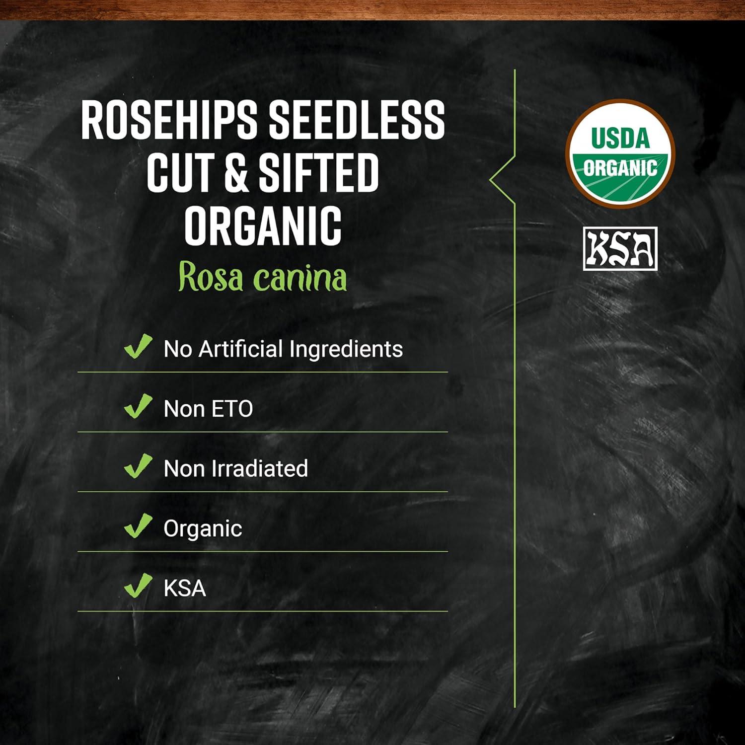 image:imageFrontier Coop Organic Seedless Rosehips Cut and Sifted 100 Natural Dried Rose Hips for Rosehip Tea Organic Powder Oil Kosher 16 Ounce Pack of 1Tangy Organic