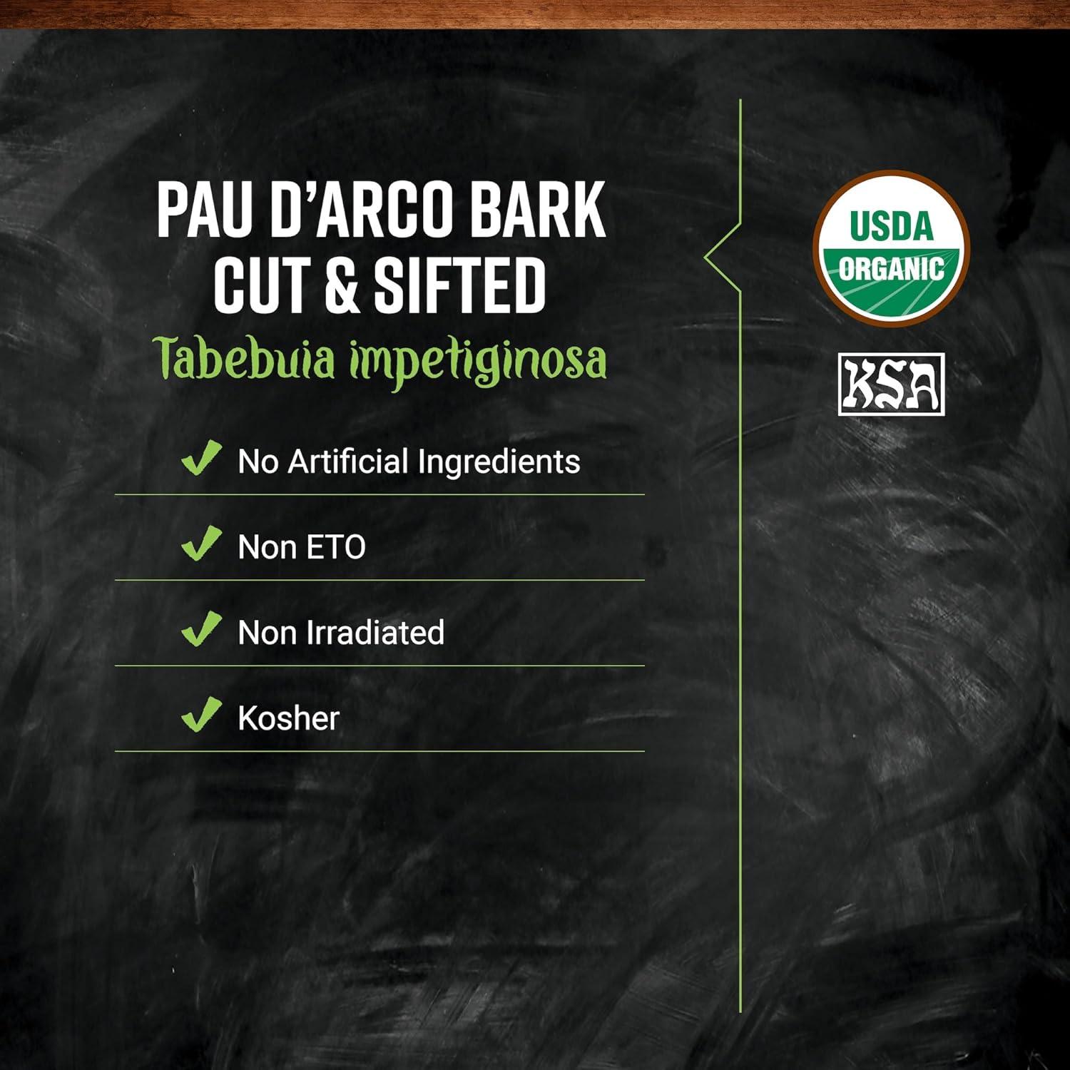 image:imageFrontier Coop Pau dArco Bark Cut amp Sifted Kosher Nonirradiated Bulk Bag Tabebuia impetiginosa Mart ex DC 16 Ounce Pack of 1Pau dArco Bark