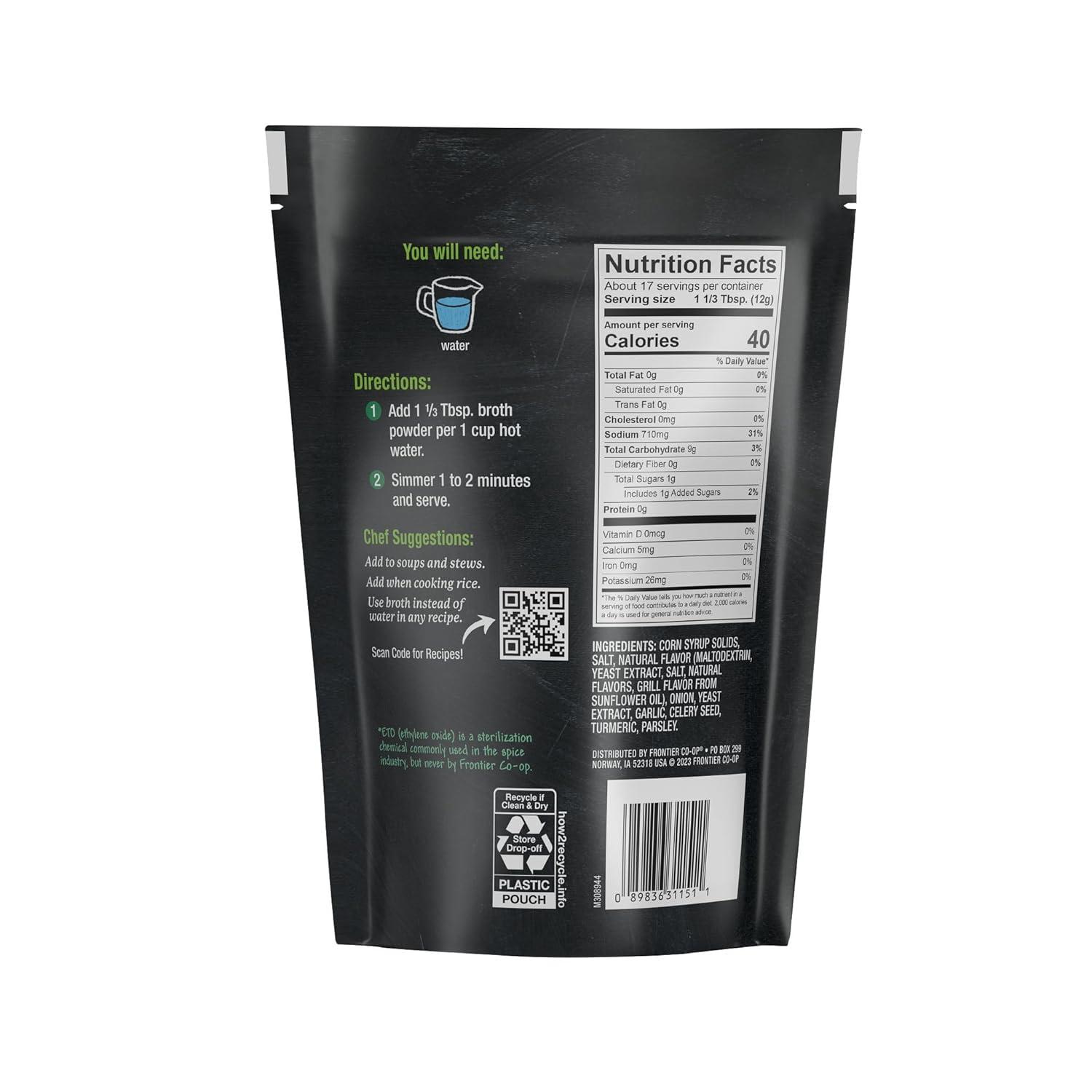image:imageFrontier Coop Vegetable Flavored Broth Powder 1Pound Bulk Low Sodium Onion Garlic Carrot Basil Turmeric Celery SeedVegetarian Broth Mix