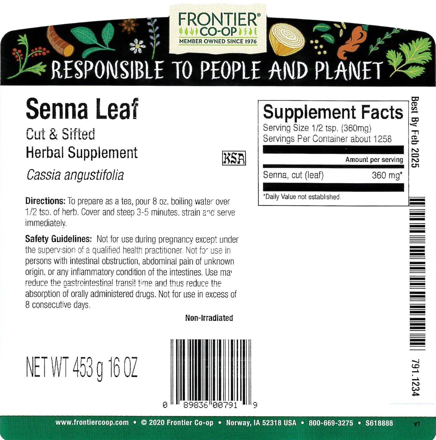 image:imageFrontier Senna Leaf Cut amp Sifted 16Ounce Bag