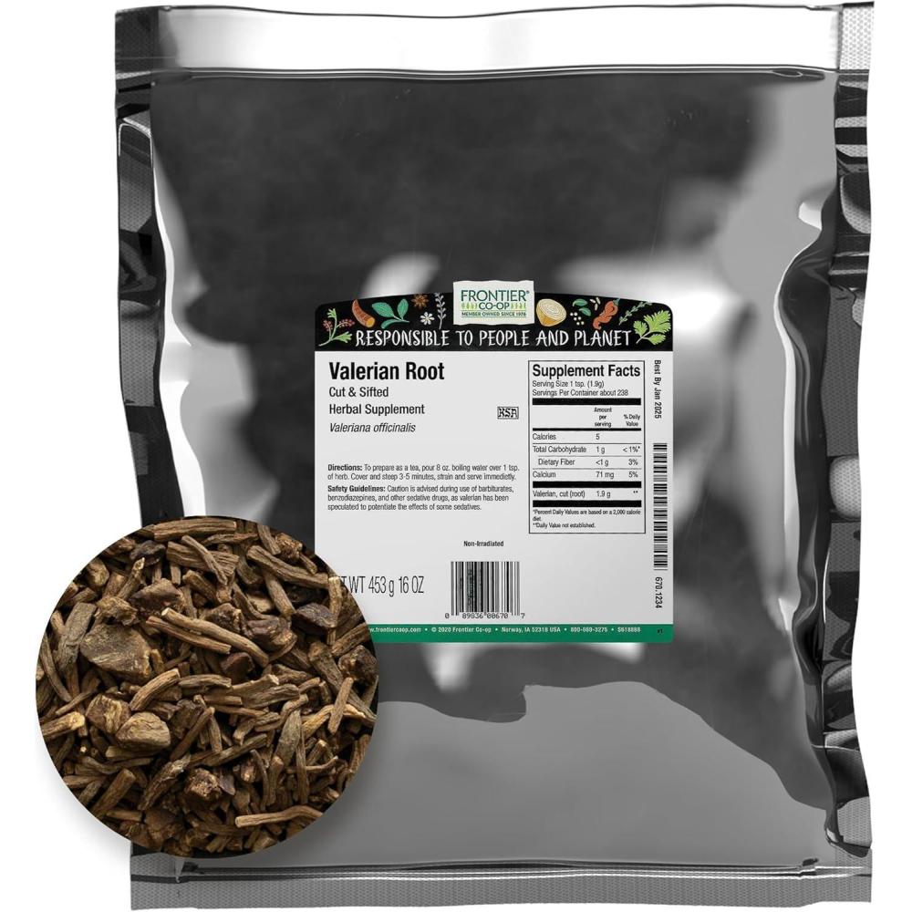 image:imageFrontier Coop Cut amp Sifted Valerian Root Kosher for Valerian Root Tea DIY Supplement Capsules Bedtime Formulas and Sleep Pillows 16 Ounce Pack of 1