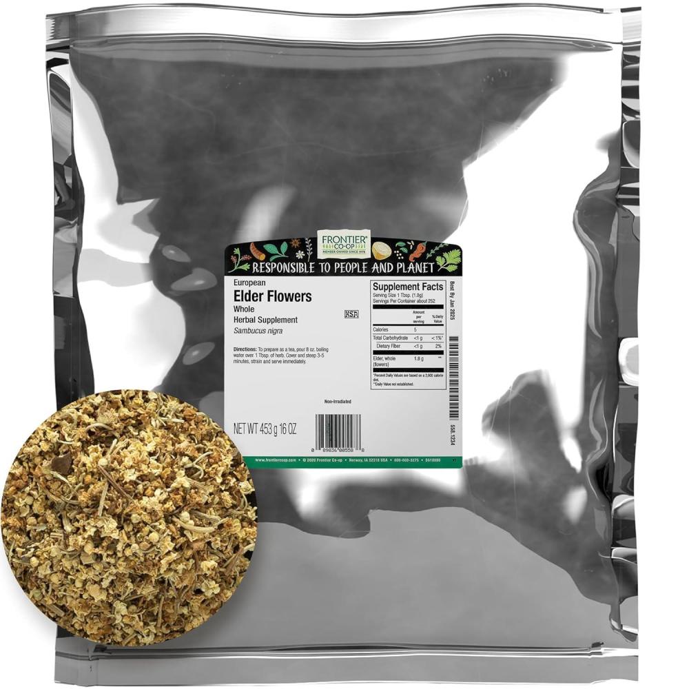 image:imageFrontier Coop Dried Elder Flowers 1lb Bulk Bag European Whole Dried Elderflower for Culinary amp Herbal Use Ideal for Elderflower Tea Kosher