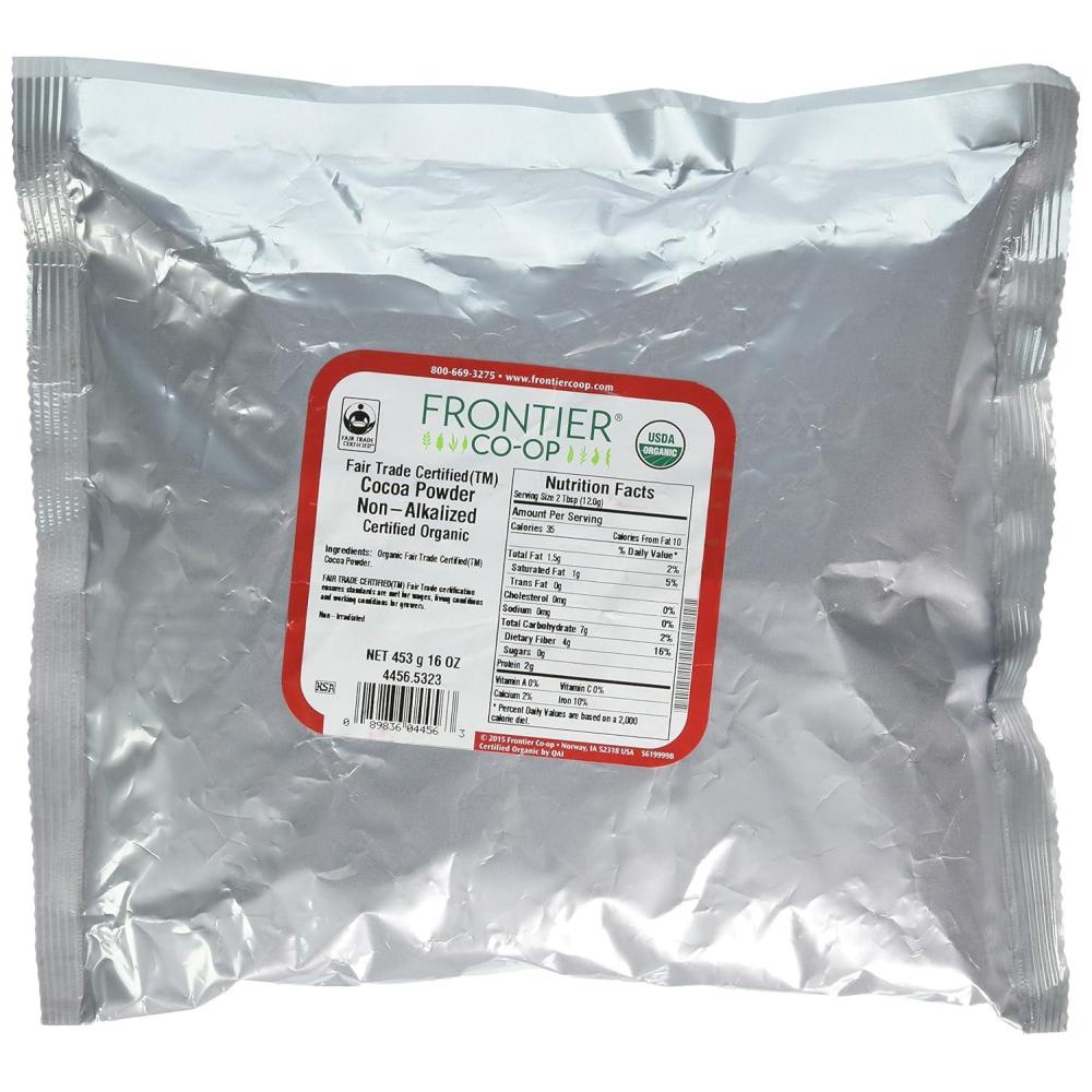 image:imageFrontier Coop Organic Cocoa Powder NonAlkalized 1lb Bulk Bag Fair Trade Unsweetened Cocoa for Hot Chocolate Pastry Chef Baking Desserts Restaurant Supply