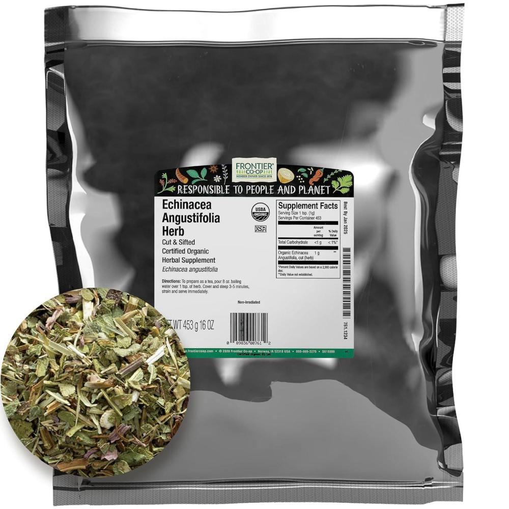 image:imageFrontier Coop Organic Echinacea Angustifolia Herb 1lb Bulk Bag Cut and Sifted Dried Ideal for Echinacea Root Tea and Herbal Uses Kosher