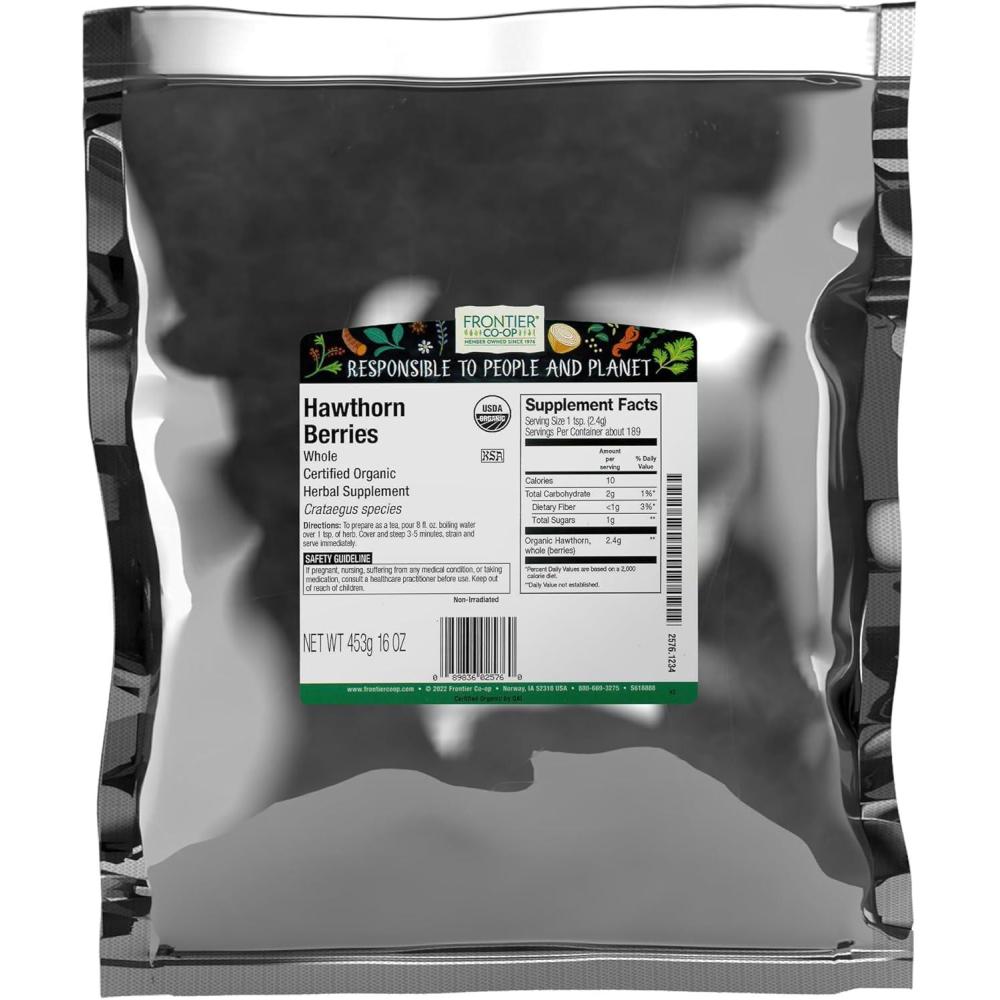 image:imageFrontier Coop Organic Hawthorn Berries Whole For Hawthorn Berry Tea Kosher 16 Ounce Pack of 1
