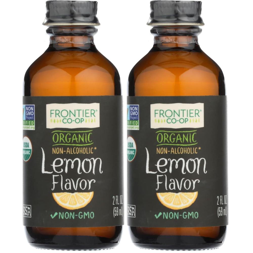 image:imageFrontier Coop Organic Lemon Flavor 2 Ounce Glass Jar Tart Citrus Flavor for Desserts Smoothies Tea and More2 floz Pack of 2
