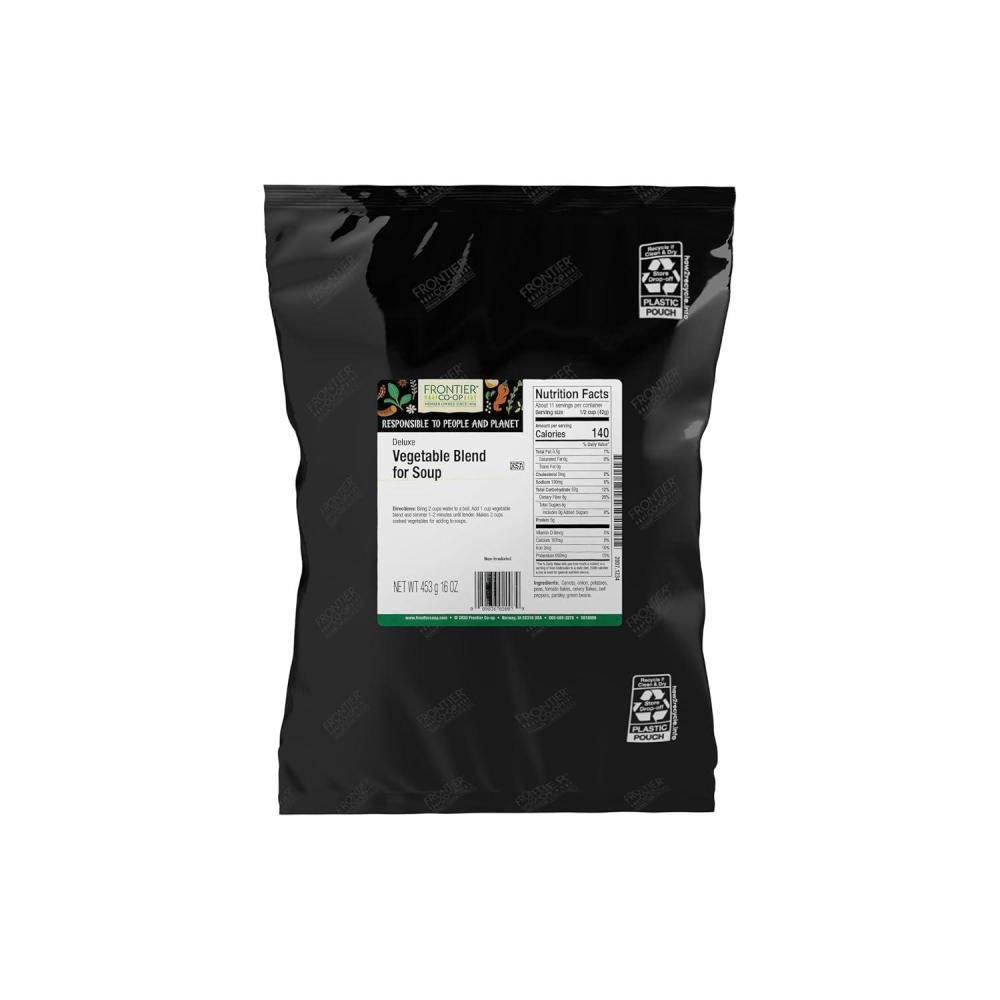 image:imageFrontier Coop Vegetable Flavored Broth Powder 1Pound Bulk Low Sodium Onion Garlic Carrot Basil Turmeric Celery SeedVegetable Soup