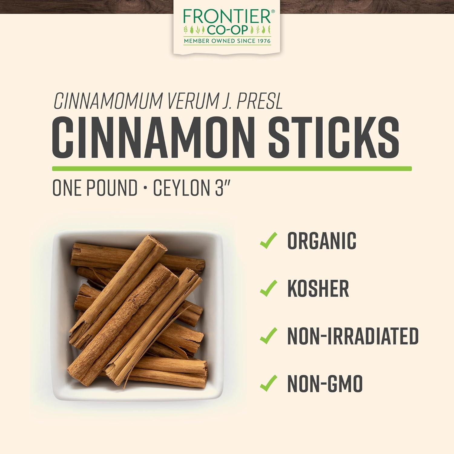 image:imageFrontier Coop Organic 3 Ceylon Cinnamon Sticks 1lb Bulk Cinnamon Sticks for Crafts Drinks Holiday Recipes Cinnamon Powder and More1 Pound Pack of 1