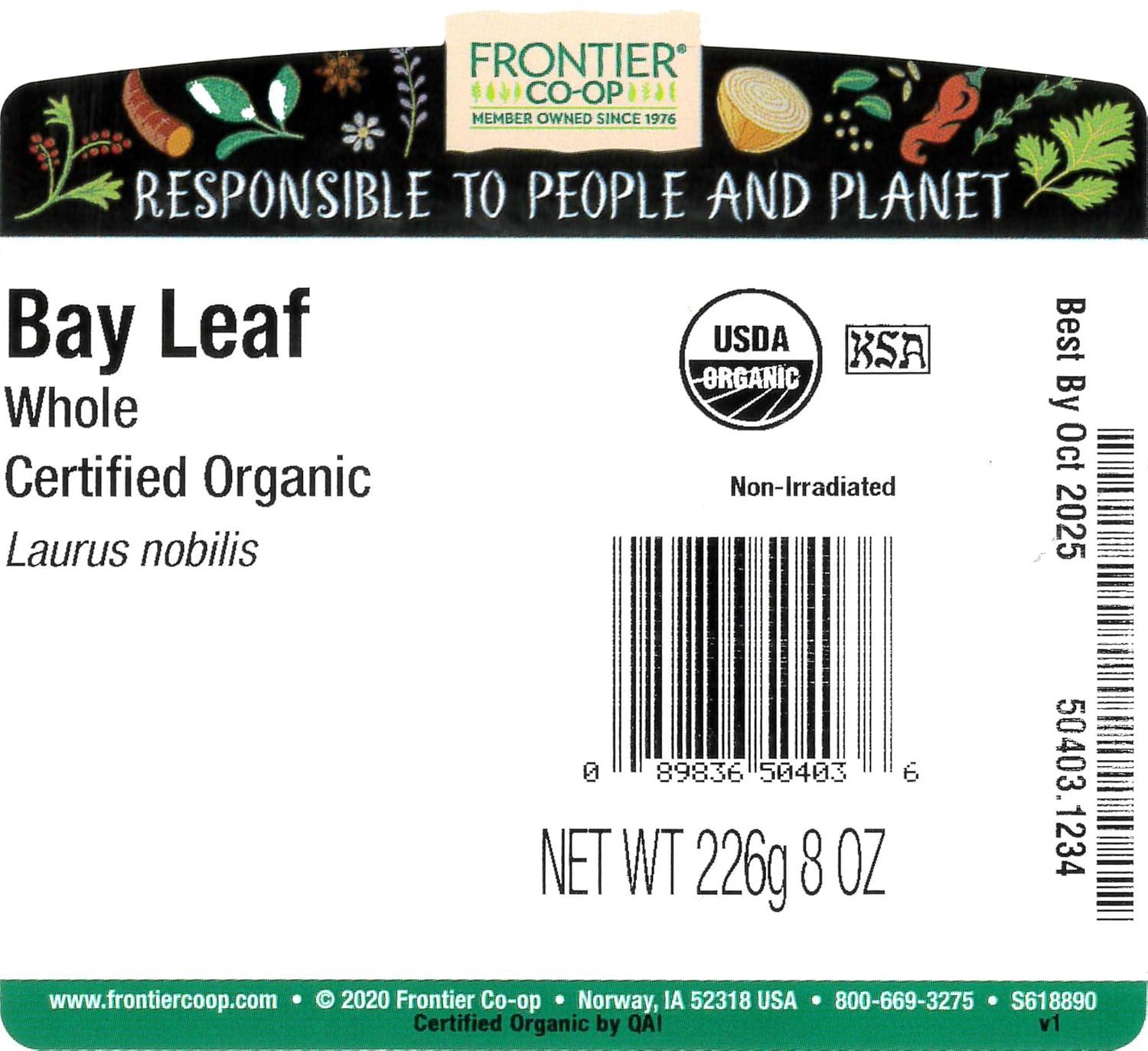 image:imageFrontier Coop Organic Dried Bay Leaves 8 oz Bulk Bag Whole Herb for Soups Stews Sauces and Meats