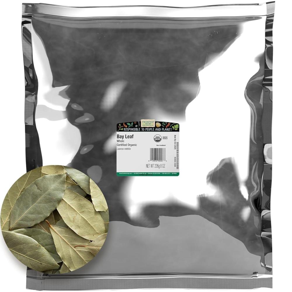 image:imageFrontier Coop Organic Dried Bay Leaves 8 oz Bulk Bag Whole Herb for Soups Stews Sauces and Meats