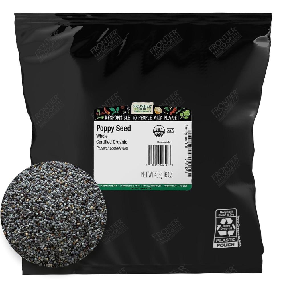 image:imageFrontier Coop Organic Whole Poppy Seed Poppy Seeds for Baking Salad Dressing Cooking Kosher 16 Ounce Pack of 1